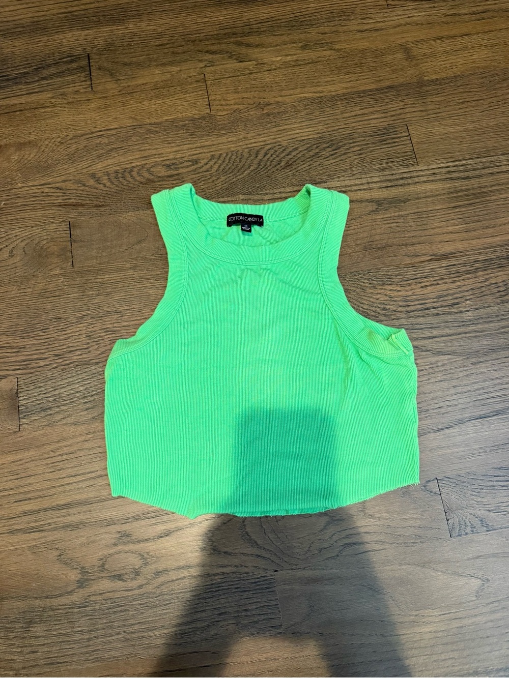 Green Ribbed Tank Top Cropped